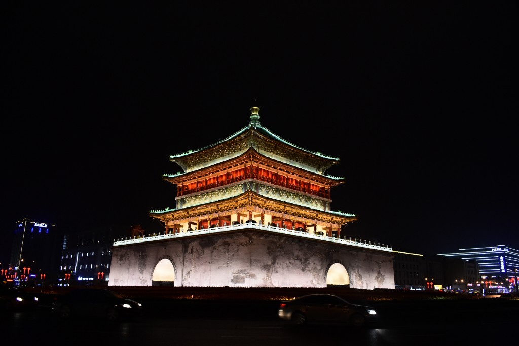 西安钟楼,大雁塔,西安古城.
