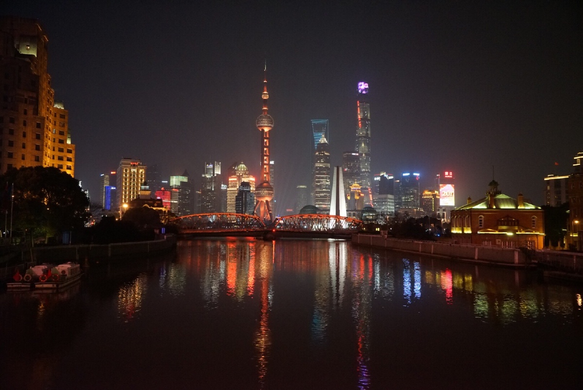 上海南京路外滩夜景.
