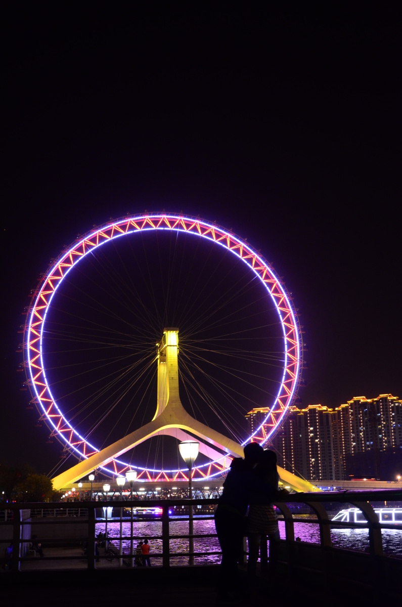摩天轮下的情侣
