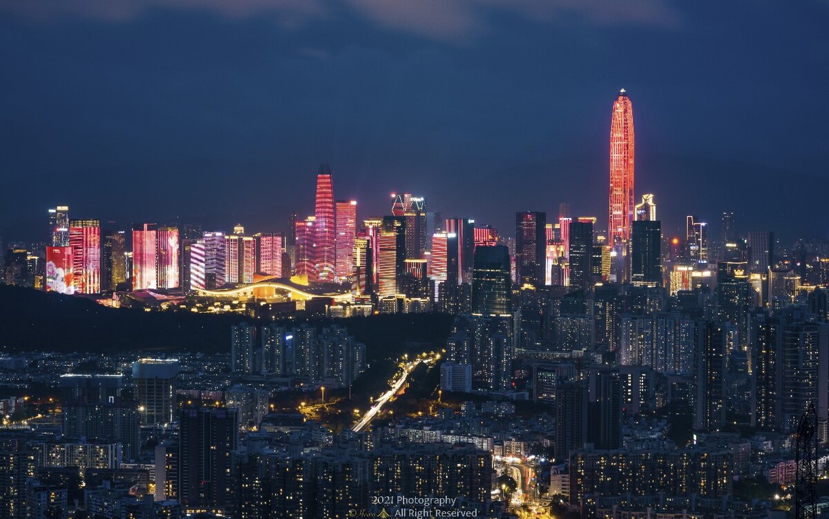 建党一百周年深圳市民中心灯光秀