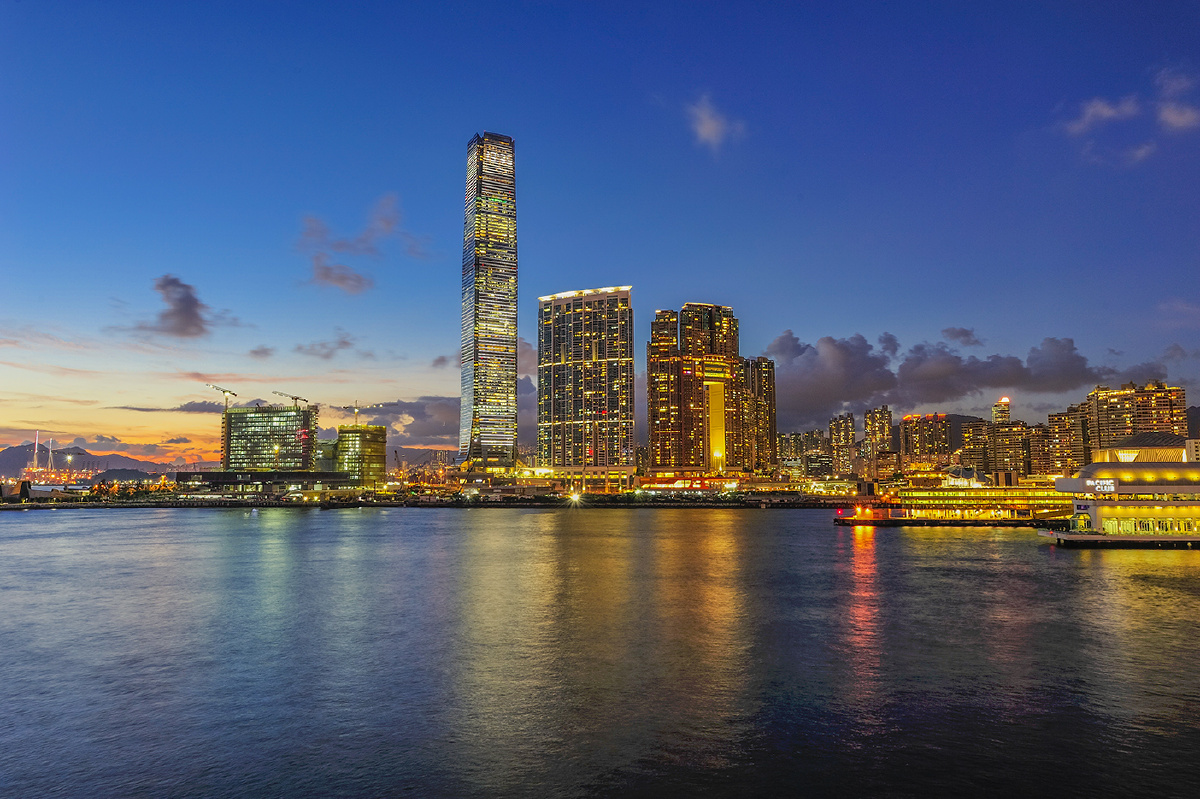 美丽的中国香港维多利亚港夜景