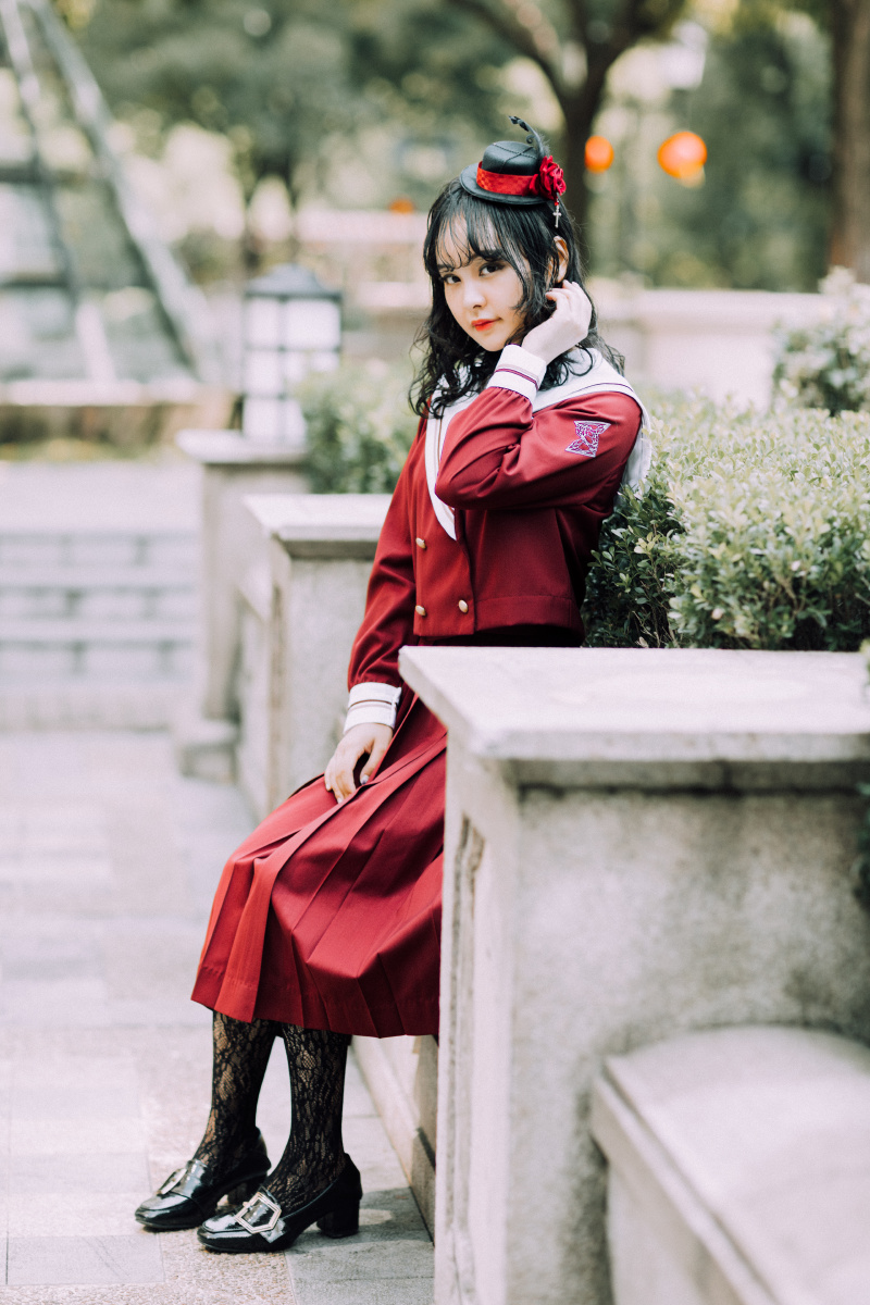 jk制服 酒红色 - soushou - 图虫