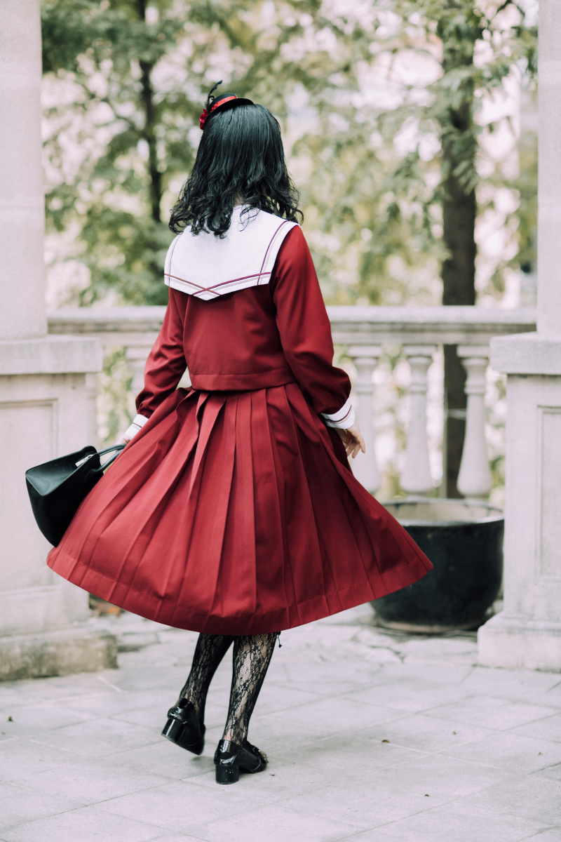 jk制服 酒红色 - soushou - 图虫