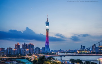 夜幕下的广州