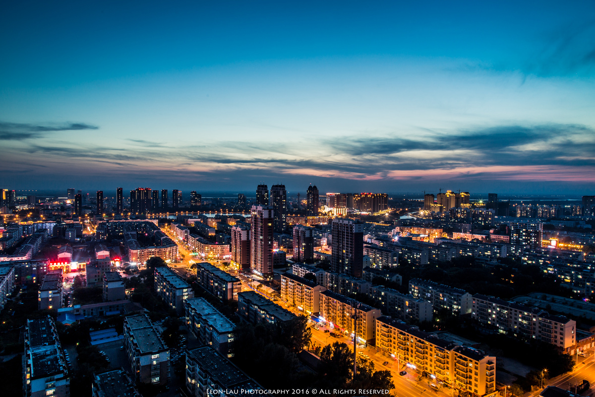 蓝雾晚城 - 佳能, 城市, 齐齐哈尔, 爬楼, 日落 - L