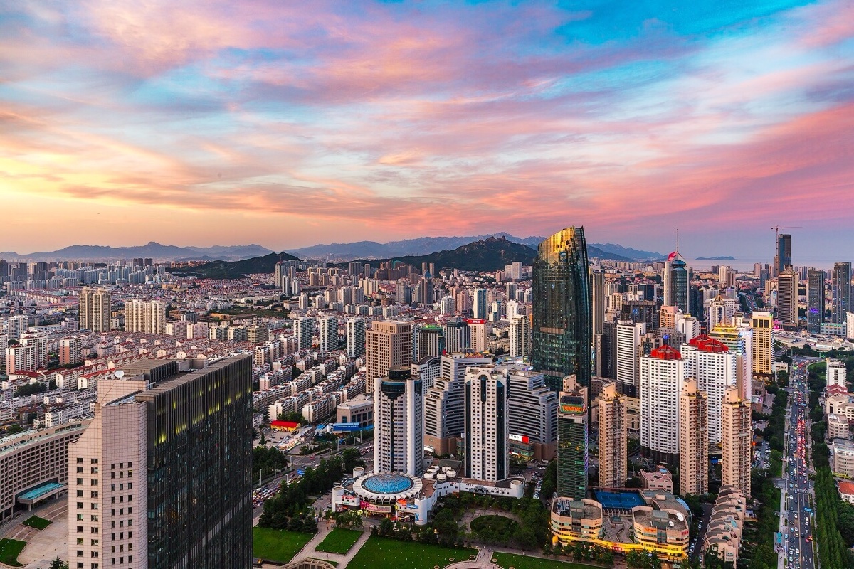 俯瞰青岛东部cbd