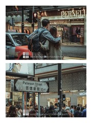 在百德新街的爱侣，面上有种顾盼自豪