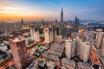 夕阳下的南京城