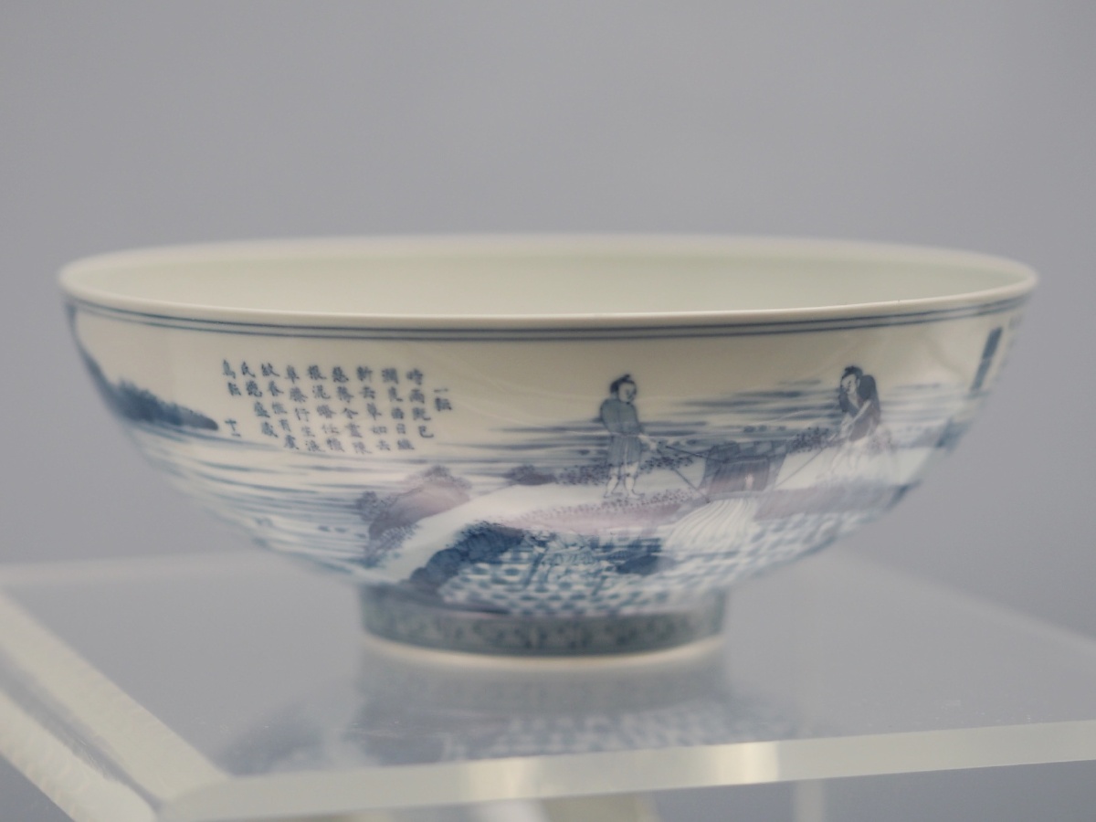 [清·康熙] 景德镇窑青花耕织图碗 上海博物馆藏
