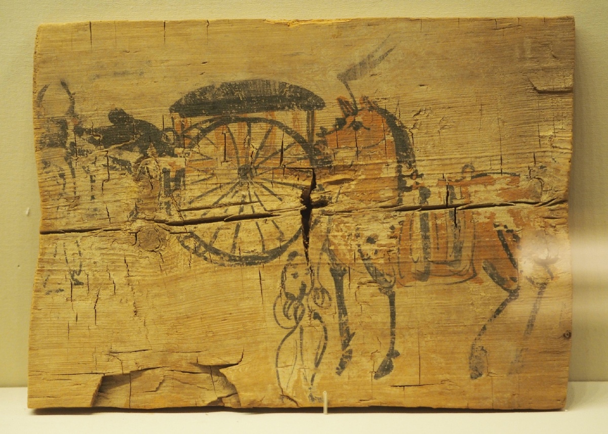 西晋彩绘人物车马木板画高台县博物馆藏