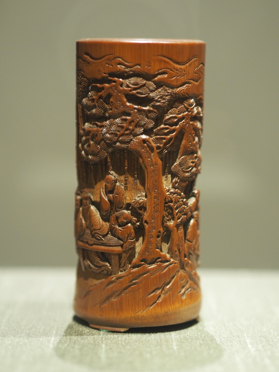 清竹刻竹林七贤笔筒苏州博物馆藏