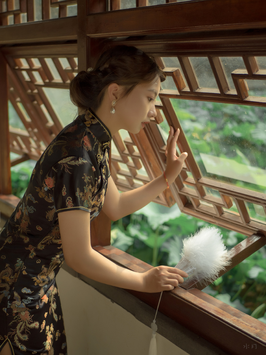 少女写真旗袍写真游园