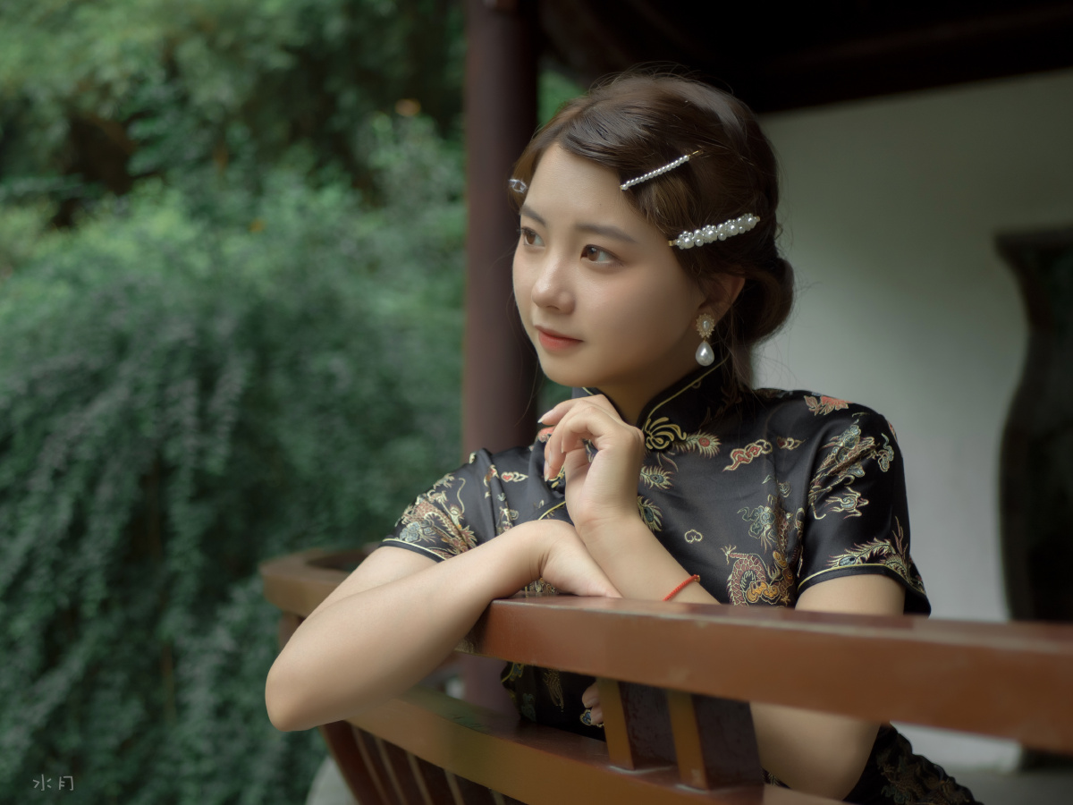 少女写真旗袍写真游园