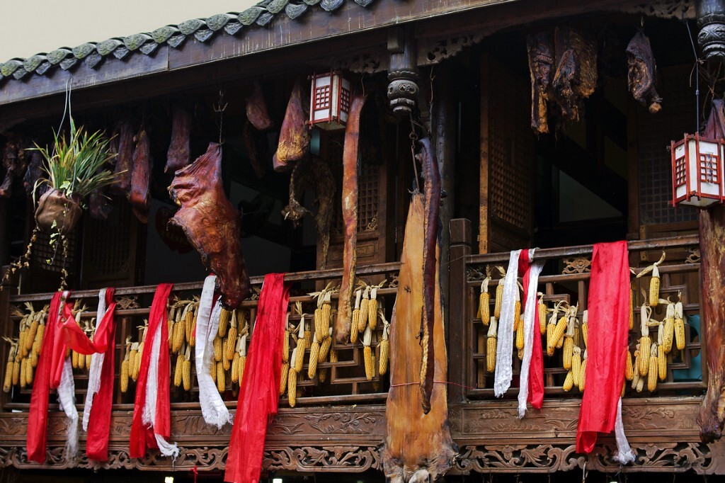 水磨古镇的“肉林”人家