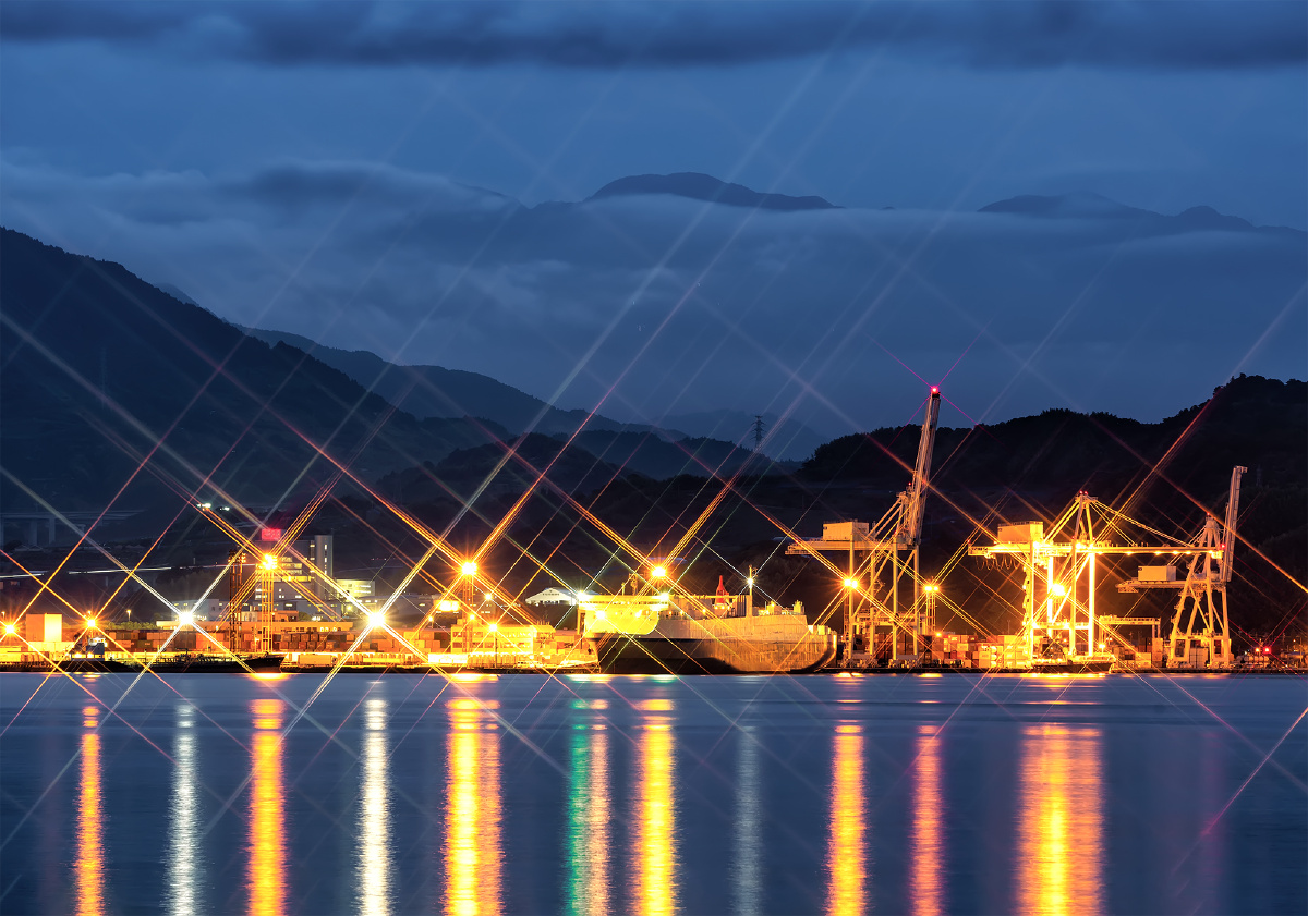 渔港之夜清水港夜景