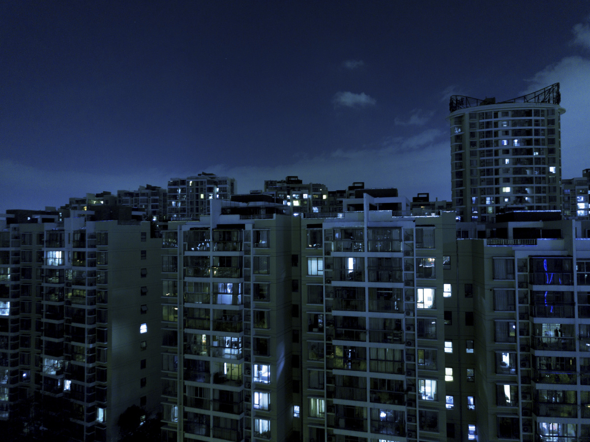 苏州城市夜景楼房高层航拍