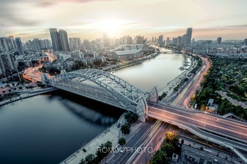 天津国泰桥的日落