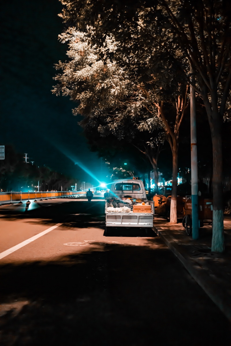 城市夜晚公园街拍夏天晚风