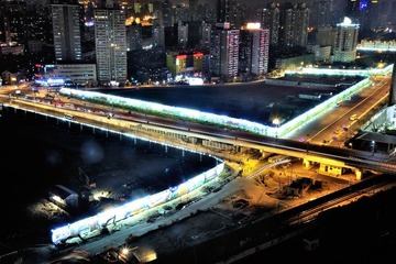 上海闸北区夜色
