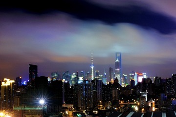 东方明珠+上海环球金融中心夜色
