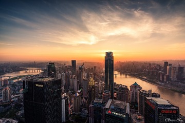 Chongqing jiangfangbei CBD sunset