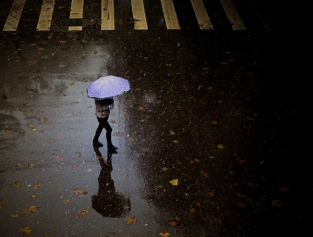 凄风苦雨夜晚行人匆匆赶回家