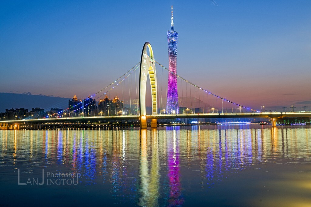 猎德桥广州塔夜色