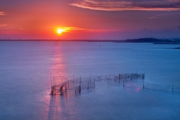 海门尖山日落