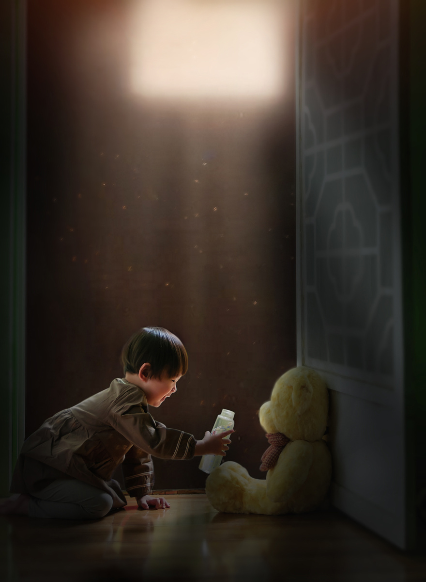 可爱小熊小背影寻找梦想