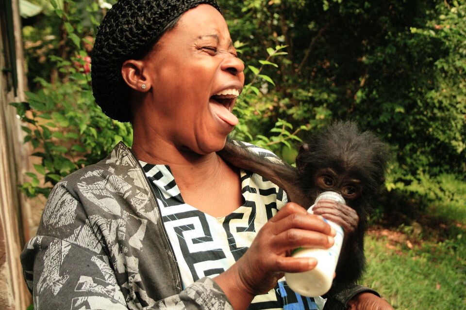 Les Mamas-55<br />
Ombwe &amp; Mama Henriette<a href="https://tuchong.com/48638/" target="_blank">@Lola</a><br /><br />
Mama Henriette听别的Mama说了一个笑话笑Ombwe焦急的样子,忍不住大笑起来。