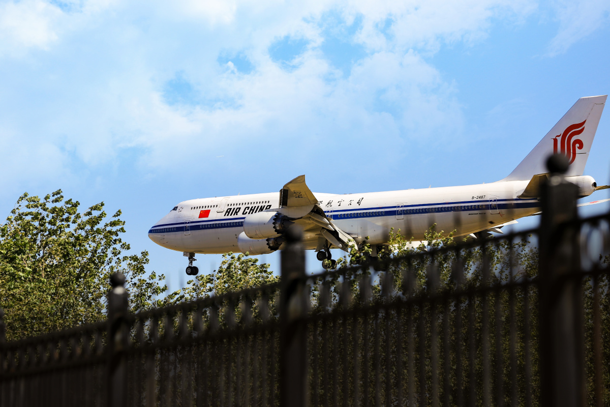 国航波音747-8i准备降落,注册号b-2487. - 李贝随手拍 - 图虫