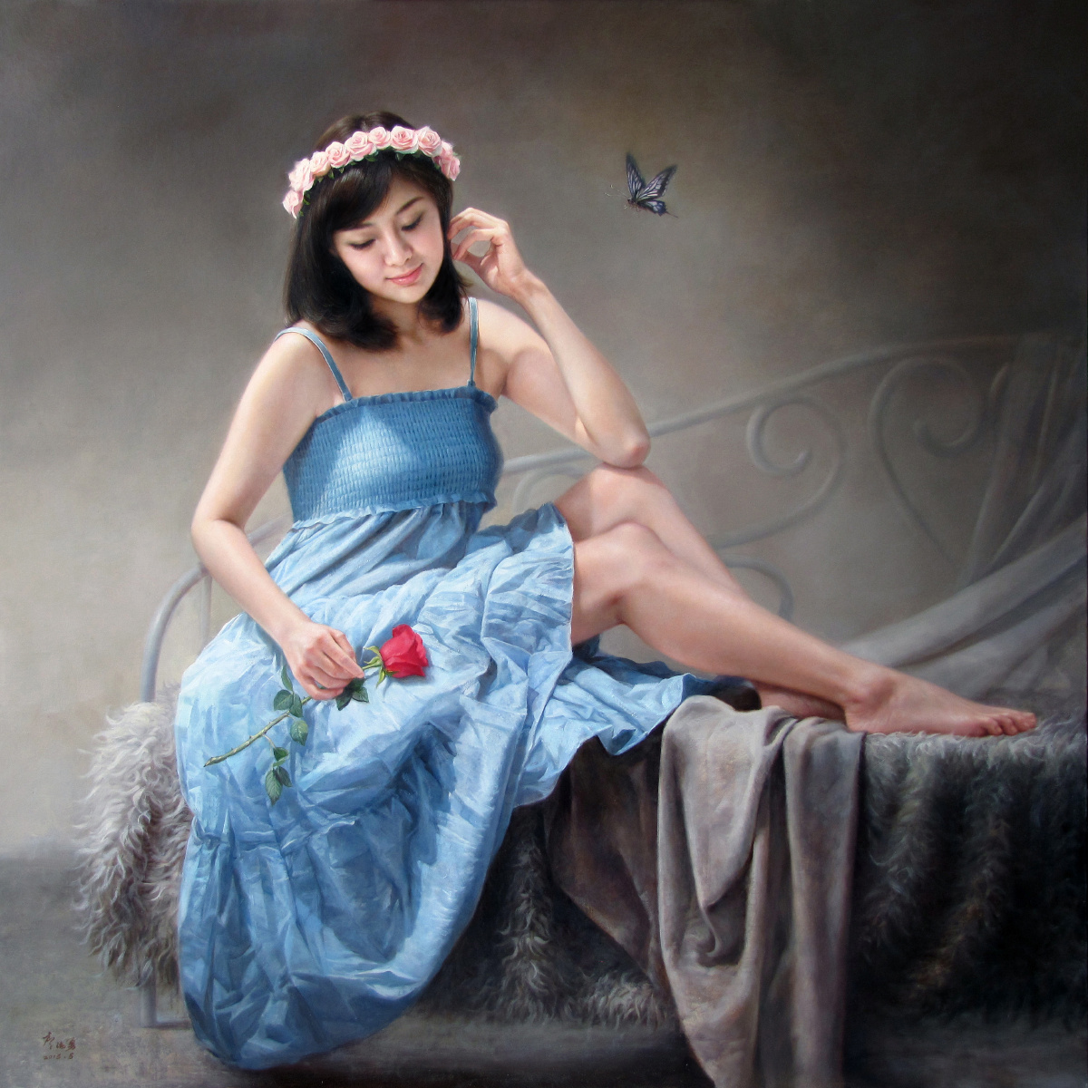 画秀作品帮助爱美的女性画个性肖像油画一辈子用自己挣的辛苦钱买一副