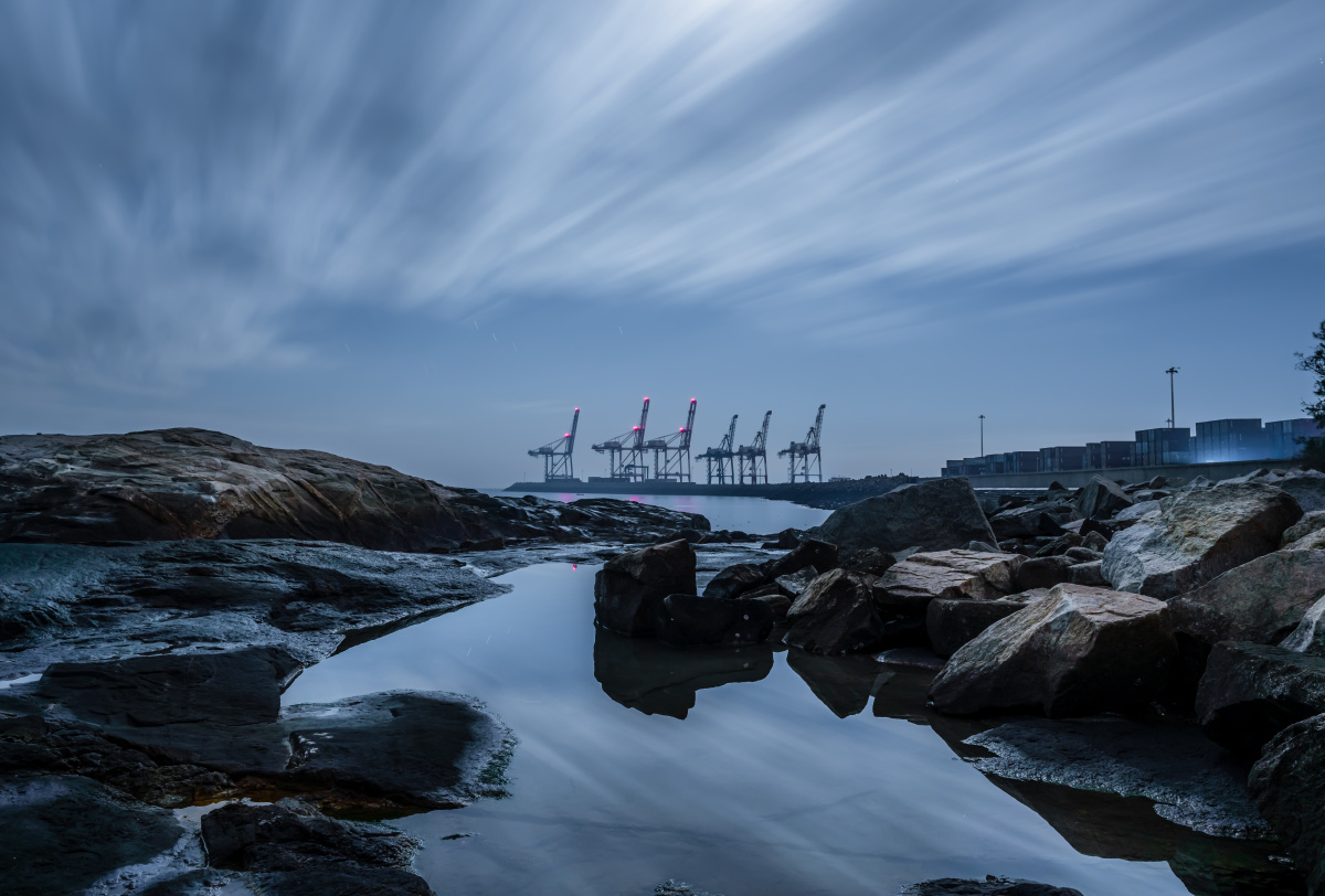 月光下的围头港