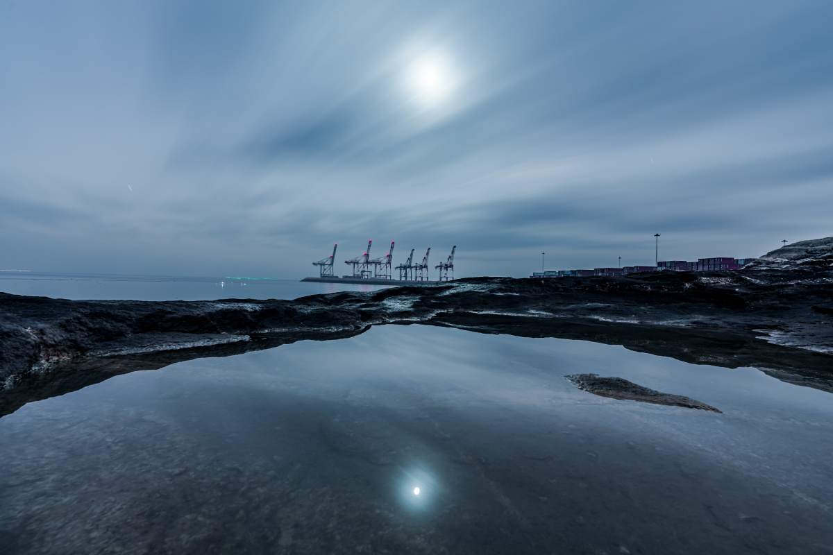 月光下的围头港