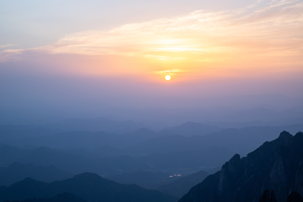 黄山鳌鱼峰日落