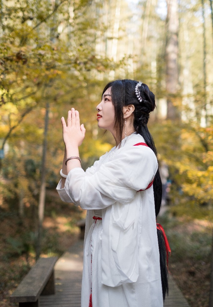 模特 人像 摄影 枫叶 神明少女  色彩 自然