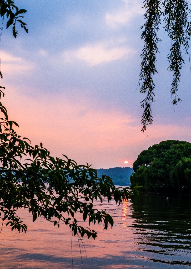 夕阳 西湖夕阳 风光 自然 日出日落 阳光 鸟 夕阳余晖 夕阳无限好 旅行