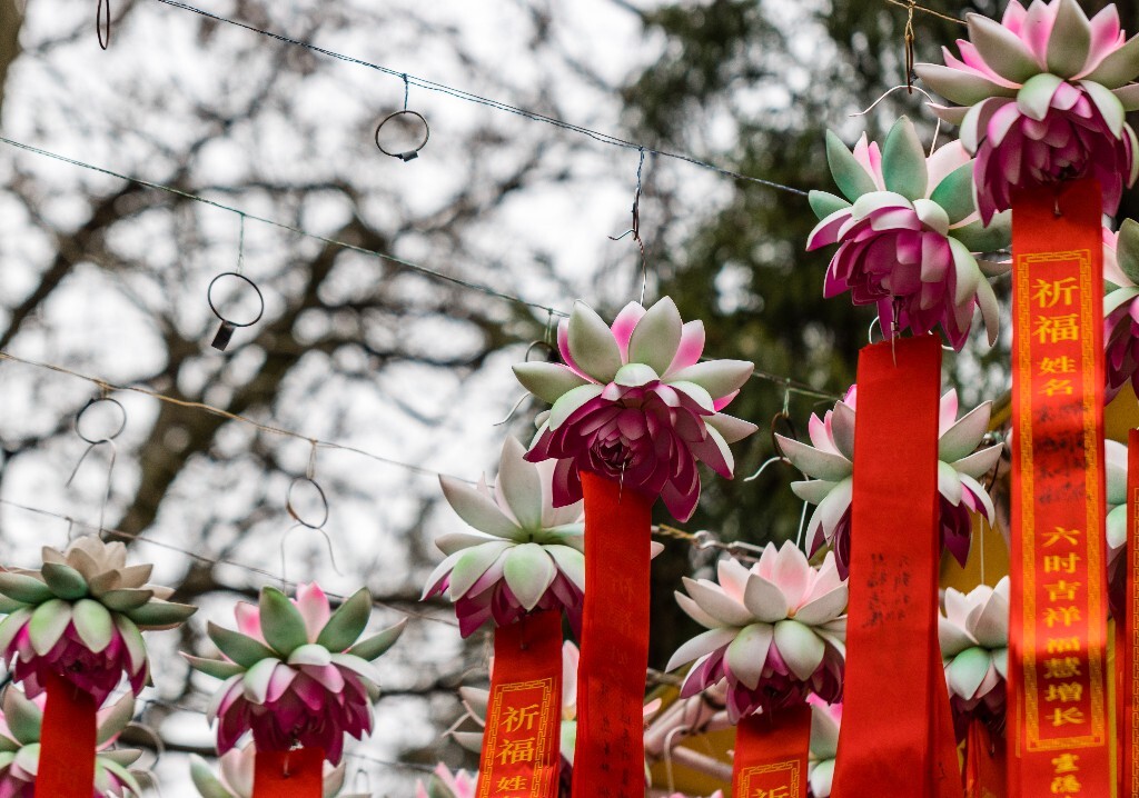 新年祈福带 祈福带 新年 寺庙 风光 旅行 街拍 祈福条 莲花