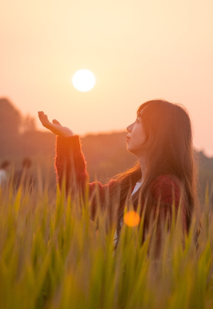 夕阳 秋季 秋天 人像 稻田 风光 旅行 色彩 夕阳下的稻田