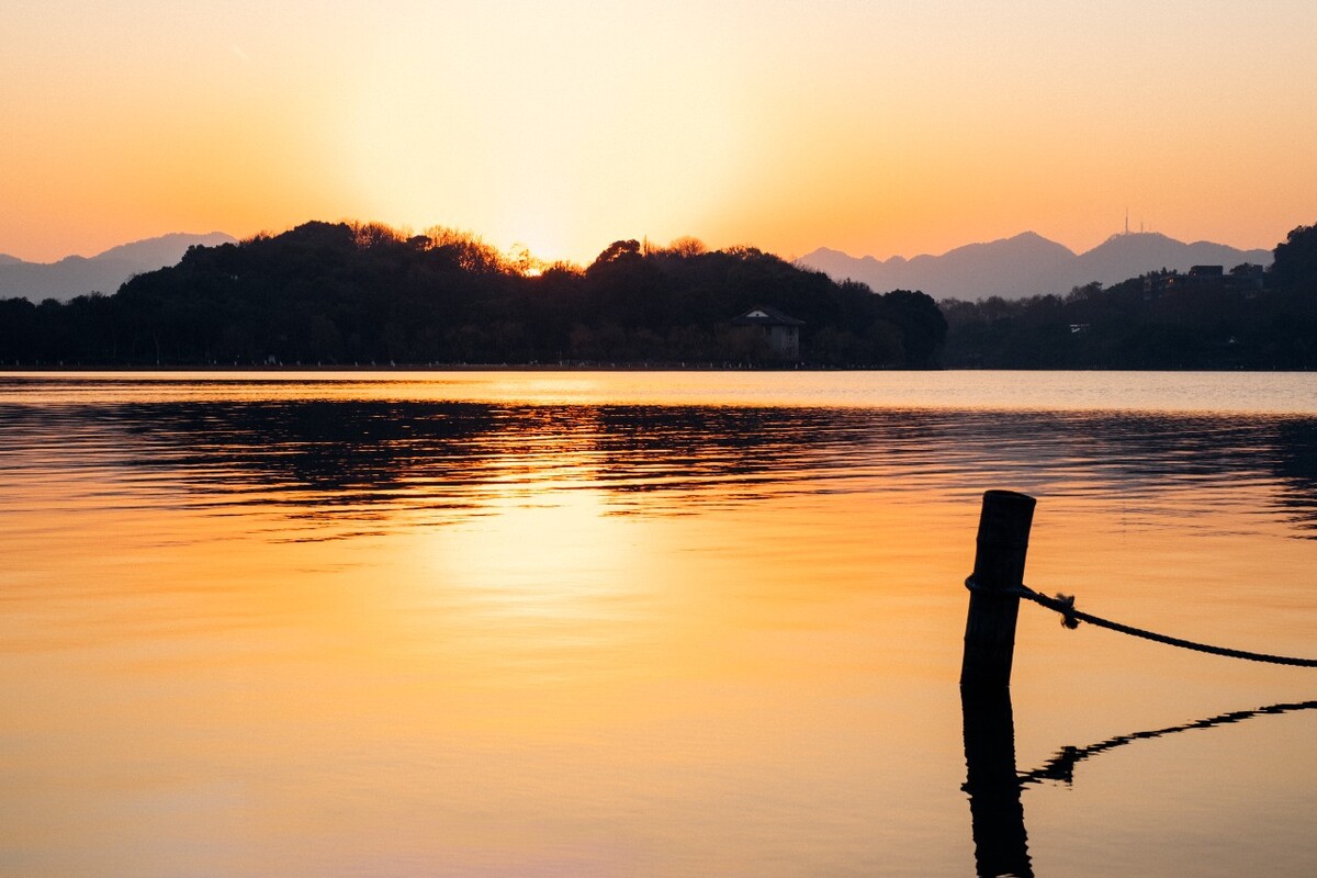 夕阳 晚霞 日落 风光 自然 西湖风光 自然 特写 素材 阳光 水 西湖