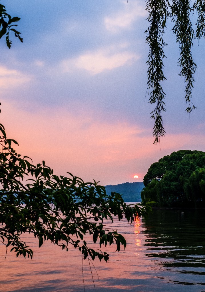 夕阳 西湖夕阳 风光 自然 日出日落 阳光 鸟 夕阳余晖 夕阳无限好 旅行