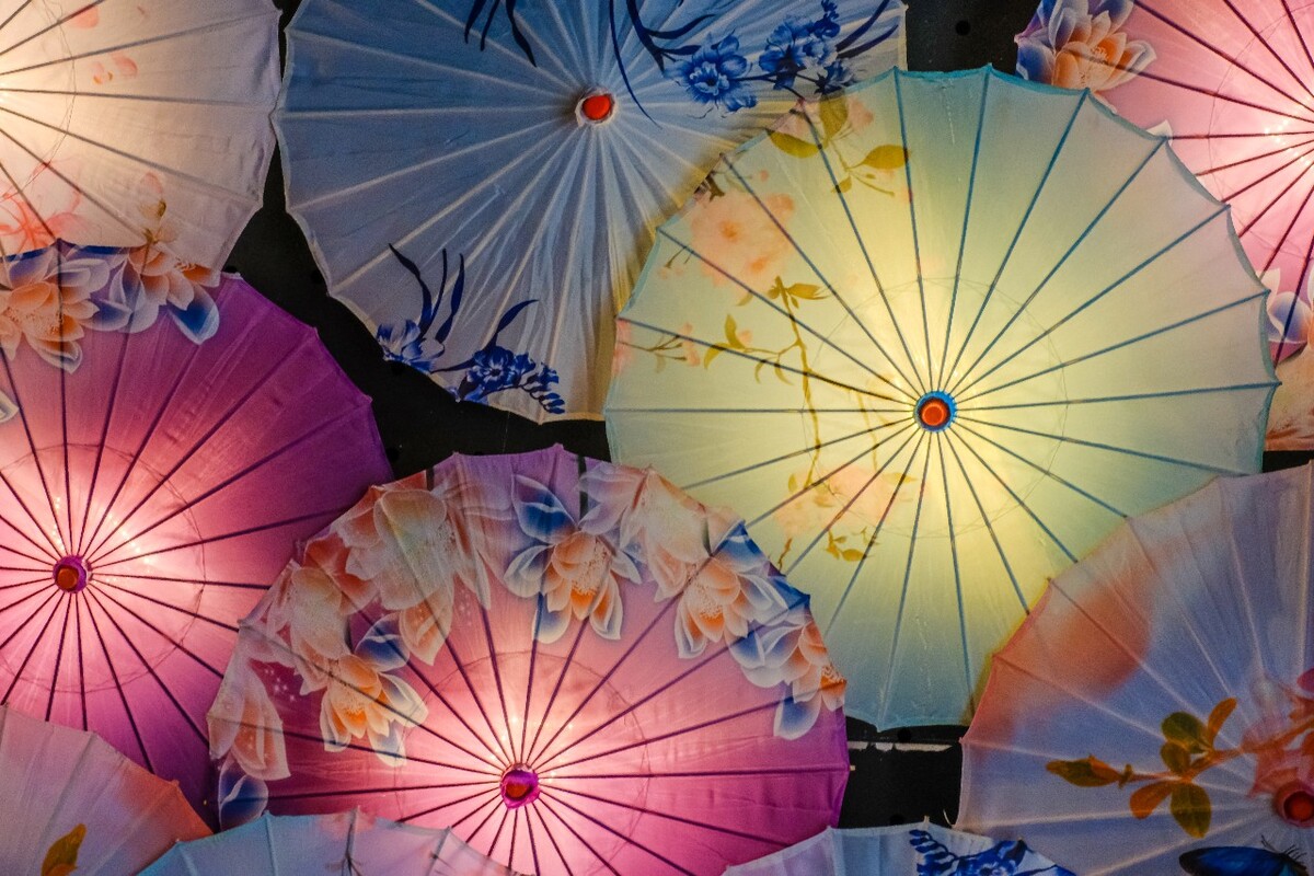 油纸伞 手工油纸伞 伞 光影 背景 摄影 图片 素材 旅行浪漫