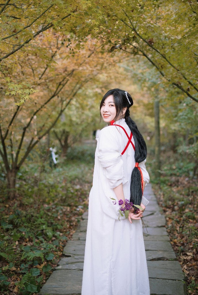 模特 人像 摄影 枫叶 神明少女  色彩 自然