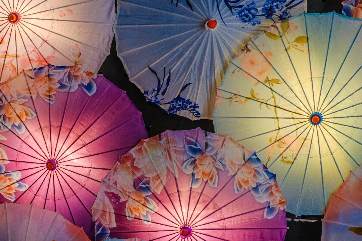 油纸伞 手工油纸伞 伞 光影 背景 摄影 图片 素材 旅行浪漫