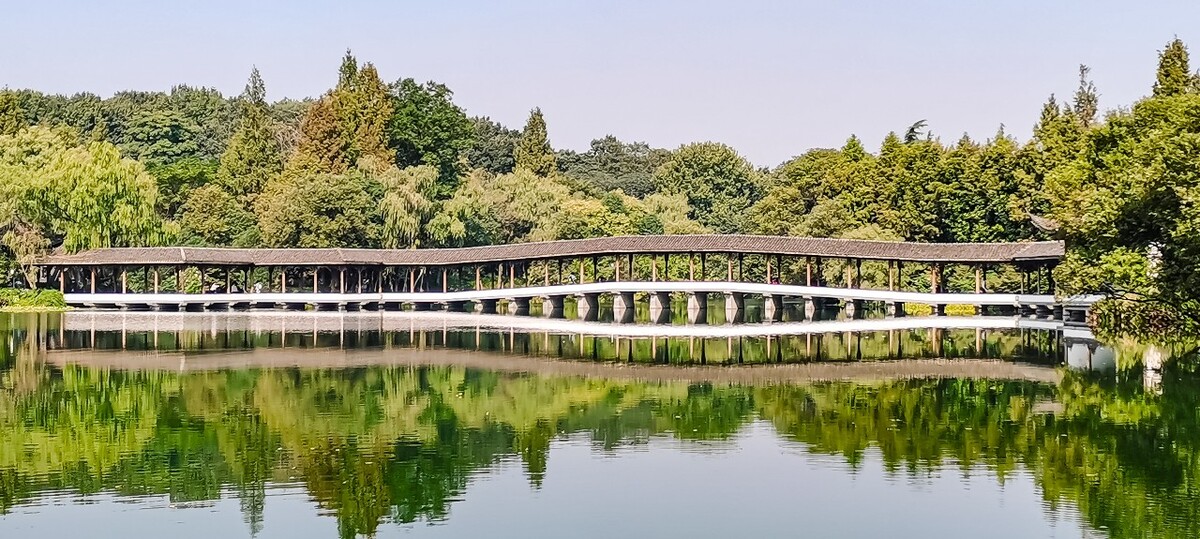 桥 风光 风景 三台山风光 长长的桥 建筑 倒影 云谷风光  水榭长廊 浴鹄湾霁虹榭 浴鹄湾 飞虹廊