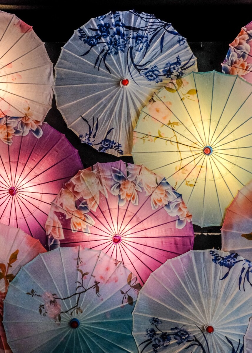 油纸伞 手工油纸伞 伞 光影 背景 摄影 图片 素材 旅行浪漫