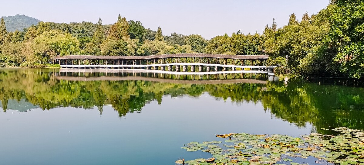 桥 风光 风景 三台山风光 长长的桥 建筑 倒影 云谷风光 水榭长廊 浴鹄湾霁虹榭 浴鹄湾 飞虹廊
