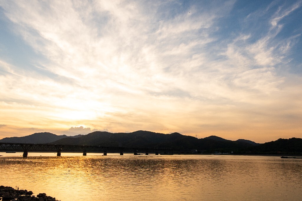 夕阳 日落 钱塘江夕阳 自然 风光 摄影 江边夕阳 天空 云彩