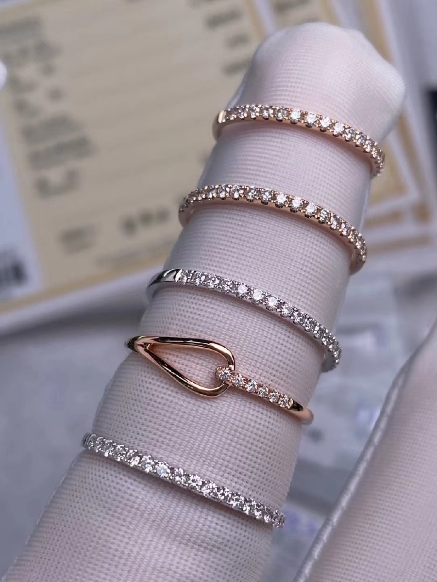 17和19分排戒一粒一分精选优质钻石镶嵌