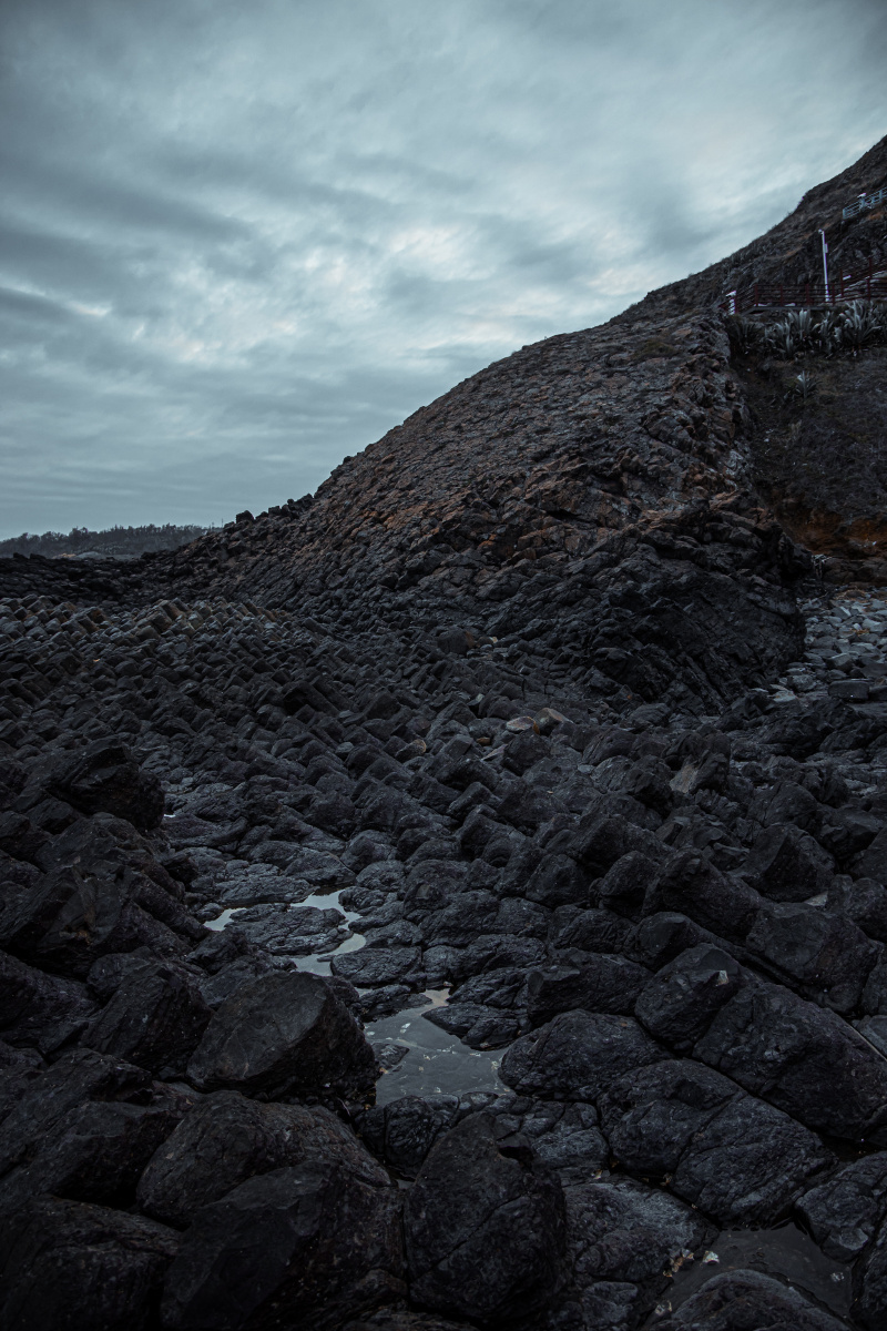火山石礁石白塘湾火山口地质